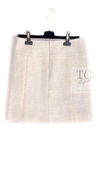 CHANEL 15PF Ivory Wool Mohair Leather Trim Skirt 44 シャネル アイボリー ウール モヘア レザートリム スカート 即発