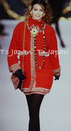 CHANEL 90A Vintage Supermodel Red Wool Tweed Skirt 34 36 シャネル ヴィンテージ スーパーモデル レッド ウール ツイード スカート 即発