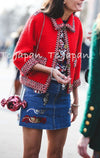 CHANEL 90A Vintage Supermodel Red Wool Tweed Skirt 34 36 シャネル ヴィンテージ スーパーモデル レッド ウール ツイード スカート 即発