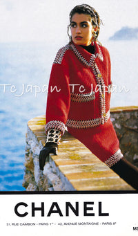 CHANEL 90A Vintage Supermodel Red Wool Tweed Skirt 34 36 シャネル ヴィンテージ スーパーモデル レッド ウール ツイード スカート 即発