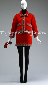CHANEL 90A Vintage Supermodel Red Wool Tweed Skirt 34 36 シャネル ヴィンテージ スーパーモデル レッド ウール ツイード スカート 即発