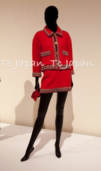 CHANEL 90A Vintage Supermodel Red Wool Tweed Skirt 34 36 シャネル ヴィンテージ スーパーモデル レッド ウール ツイード スカート 即発
