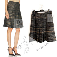 CHANEL 05A Black Charcoal Gray Wool Silk Mohair Tweed Skirt 42 シャネル ブラック チャコール グレー ウール シルク モヘア ツイード スカート 即発