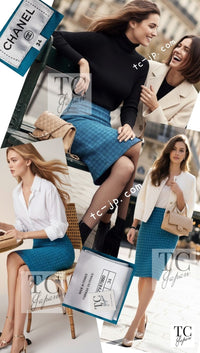 CHANEL 19A Blue Riders Wool Tweed Skirt 34 シャネル ブルー ライダース ウール ツイード スカート 即発