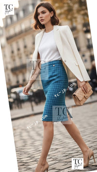 CHANEL 19A Blue Riders Wool Tweed Skirt 34 シャネル ブルー ライダース ウール ツイード スカート 即発