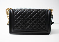 CHANEL BOY Chanel Black Gold Chain Shoulder Bag 25 シャネル ボーイ シャネル25 レザー チェーン ショルダー バッグ ブラック ゴールド金具 23番台 即発