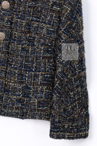 CHANEL 18PA Green Navy Khaki Tweed Jacket 36 38 シャネル グリーン ネイビー カーキ ツイード ジャケット 即発