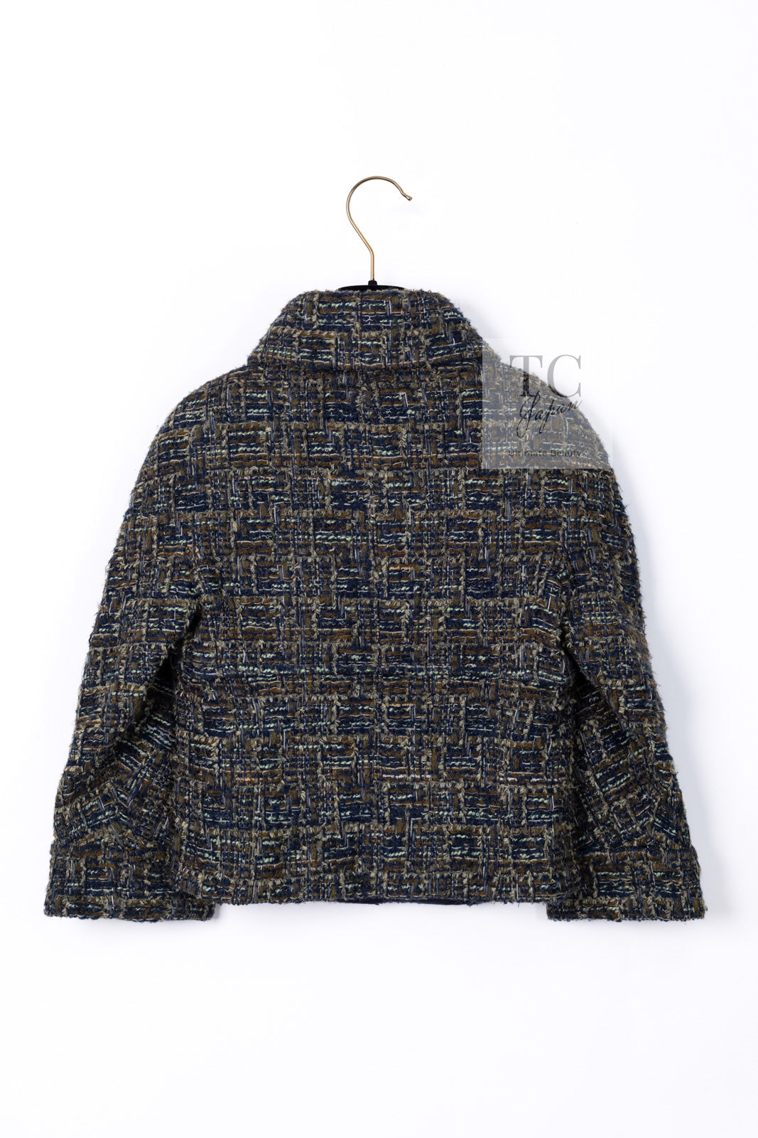 CHANEL 18PA Green Navy Khaki Tweed Jacket 36 38 シャネル グリーン ネイビー カーキ ツイード ジャケット 即発