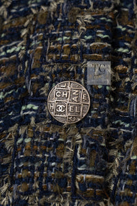 CHANEL 18PA Green Navy Khaki Tweed Jacket 36 38 シャネル グリーン ネイビー カーキ ツイード ジャケット 即発