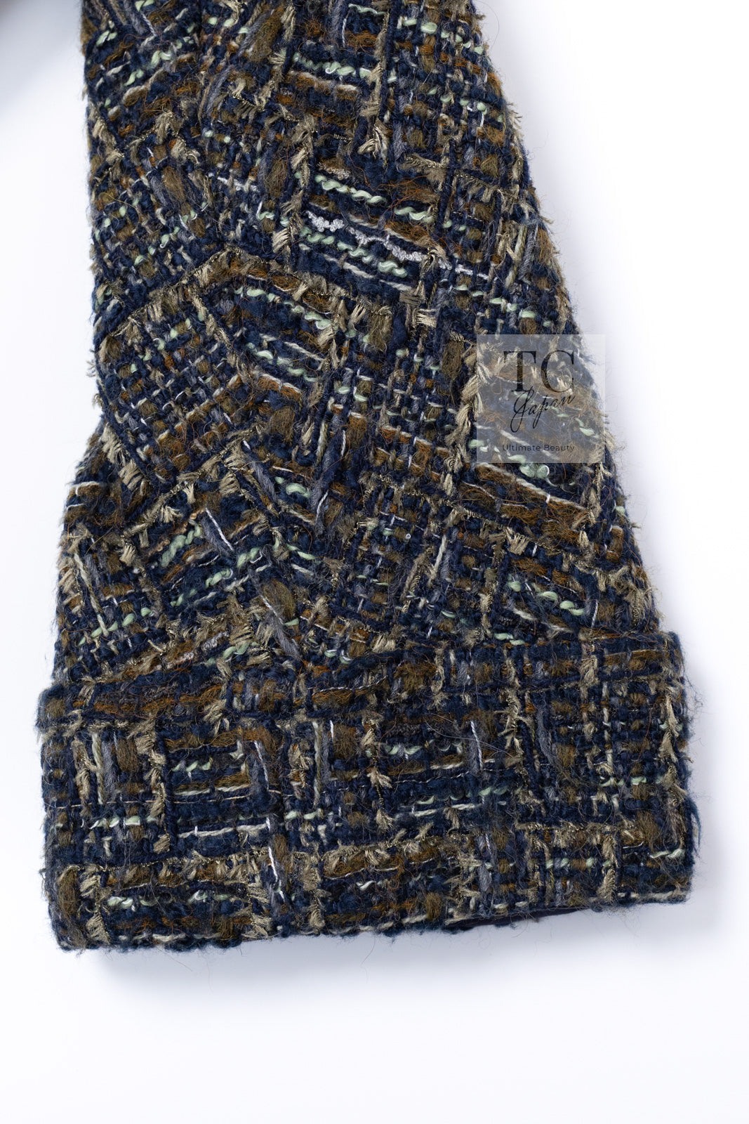 CHANEL 18PA Green Navy Khaki Tweed Jacket 36 38 シャネル グリーン ネイビー カーキ ツイード ジャケット 即発