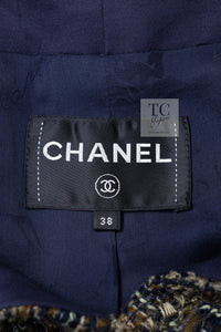 CHANEL 18PA Green Navy Khaki Tweed Jacket 36 38 シャネル グリーン ネイビー カーキ ツイード ジャケット 即発
