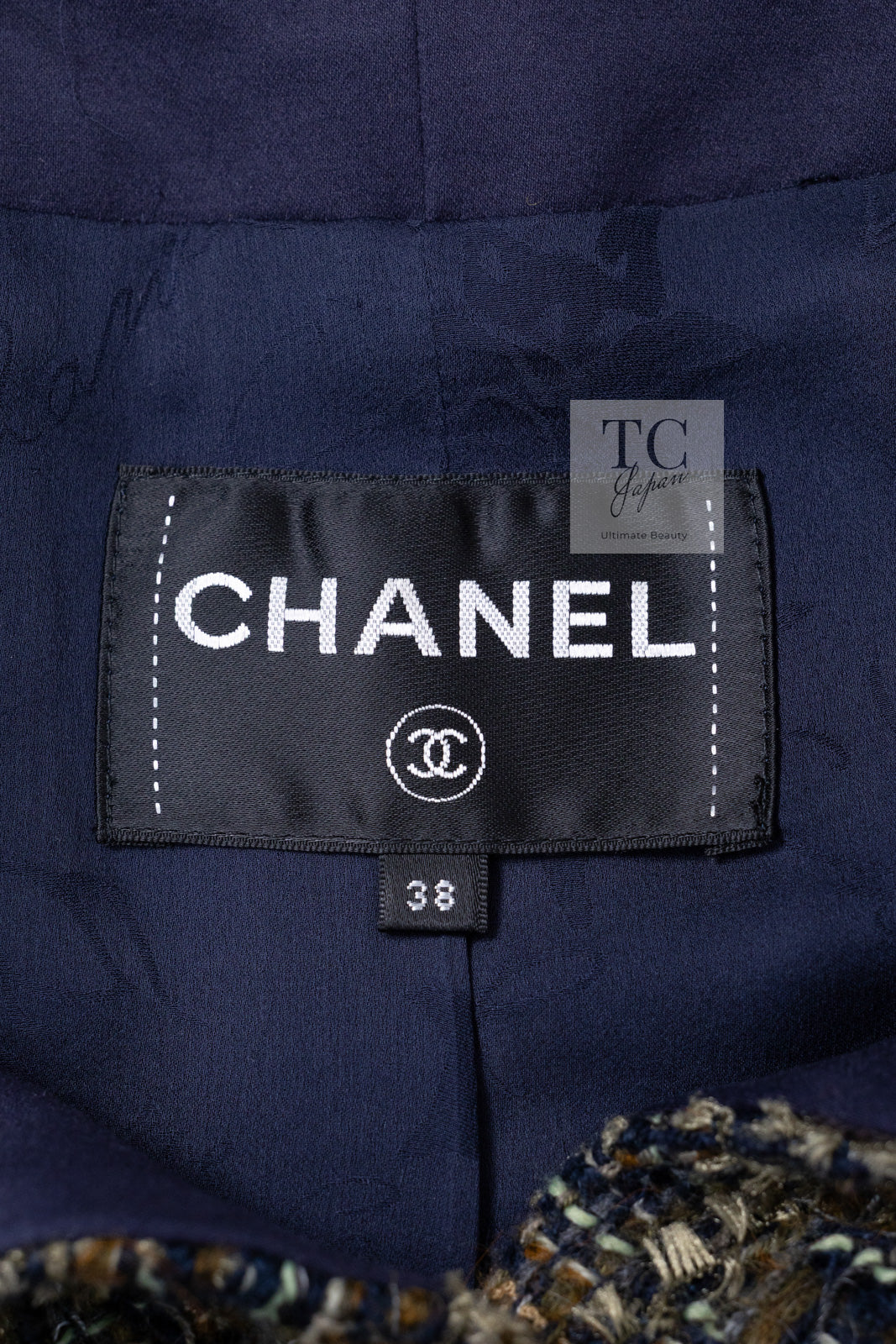 CHANEL 18PA Green Navy Khaki Tweed Jacket 36 38 シャネル グリーン ネイビー カーキ ツイード ジャケット 即発