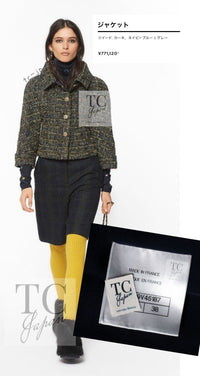 CHANEL 18PA Green Navy Khaki Tweed Jacket 36 38 シャネル グリーン ネイビー カーキ ツイード ジャケット 即発