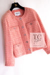 CHANEL 20PS Pink Collarless Tweed Jacket 38 40 シャネル ピンク 襟なし ココボタン ツイード ジャケット 即発