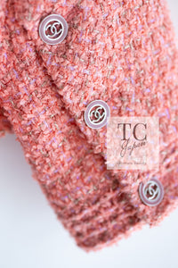 CHANEL 20PS Pink Collarless Tweed Jacket 38 40 シャネル ピンク 襟なし ココボタン ツイード ジャケット 即発