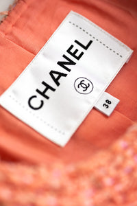 CHANEL 20PS Pink Collarless Tweed Jacket 38 40 シャネル ピンク 襟なし ココボタン ツイード ジャケット 即発