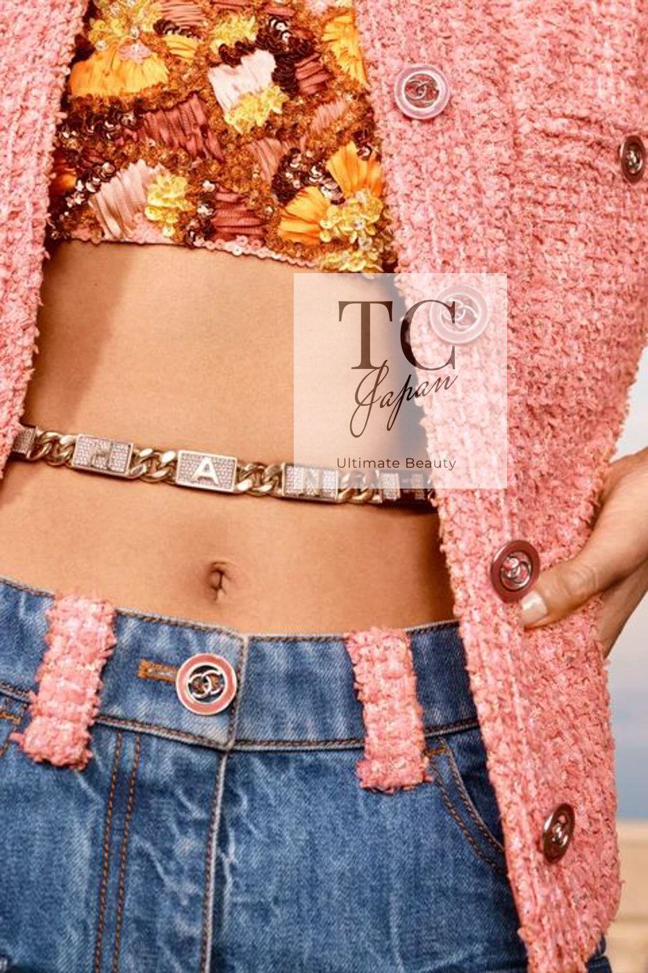 CHANEL Jacket 20PS Pink Collarless Tweed 38 40 | US
