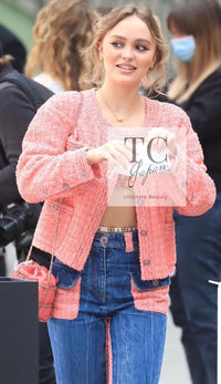 CHANEL Jacket 20PS Pink Collarless Tweed 38 40 | US