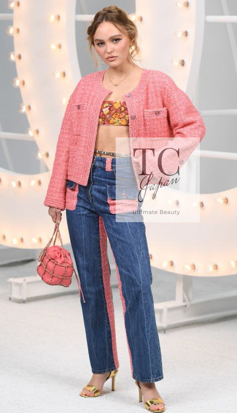 CHANEL Jacket 20PS Pink Collarless Tweed 38 40 | US