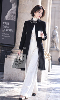 CHANEL Jacket Coat 14C Black Stand Collar Wool 38 | TW