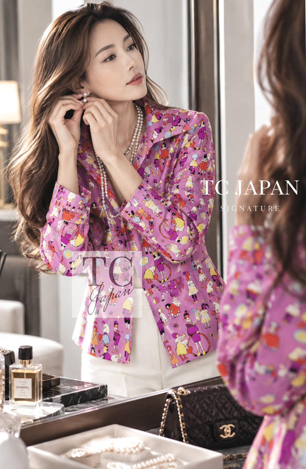 CHANEL Blouse Tops 01S Vintage Purple Silk Shirts 36 38 | HK
