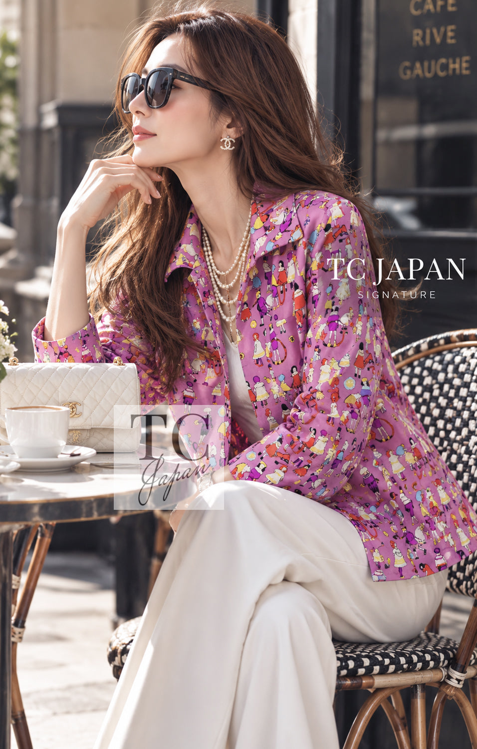 CHANEL Blouse Tops 01S Vintage Purple Silk Shirts 36 38 | HK