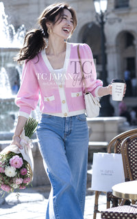 CHANEL Cardigan 23S Puple Pink CC Logo Buttons Cashmere Knit Purple Coco Button 38 40 | HK
