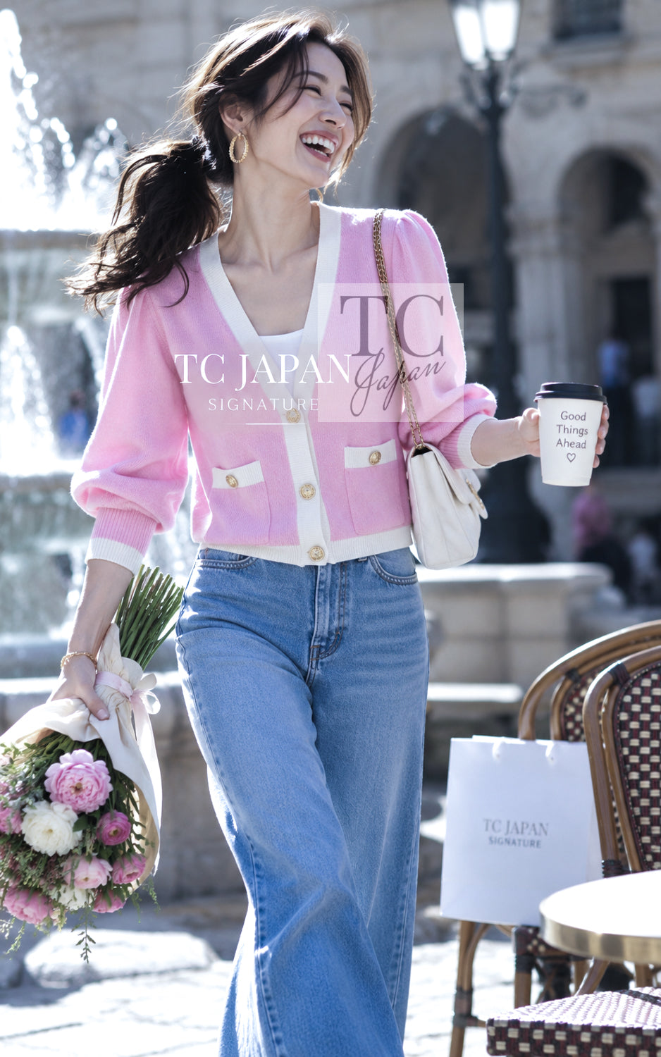 CHANEL Cardigan 23S Puple Pink CC Logo Buttons Cashmere Knit Purple Coco Button 38 40 | HK