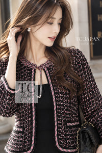CHANEL Cardigan 12S Navy Black Chain Cotton Knit 36 38 | HK