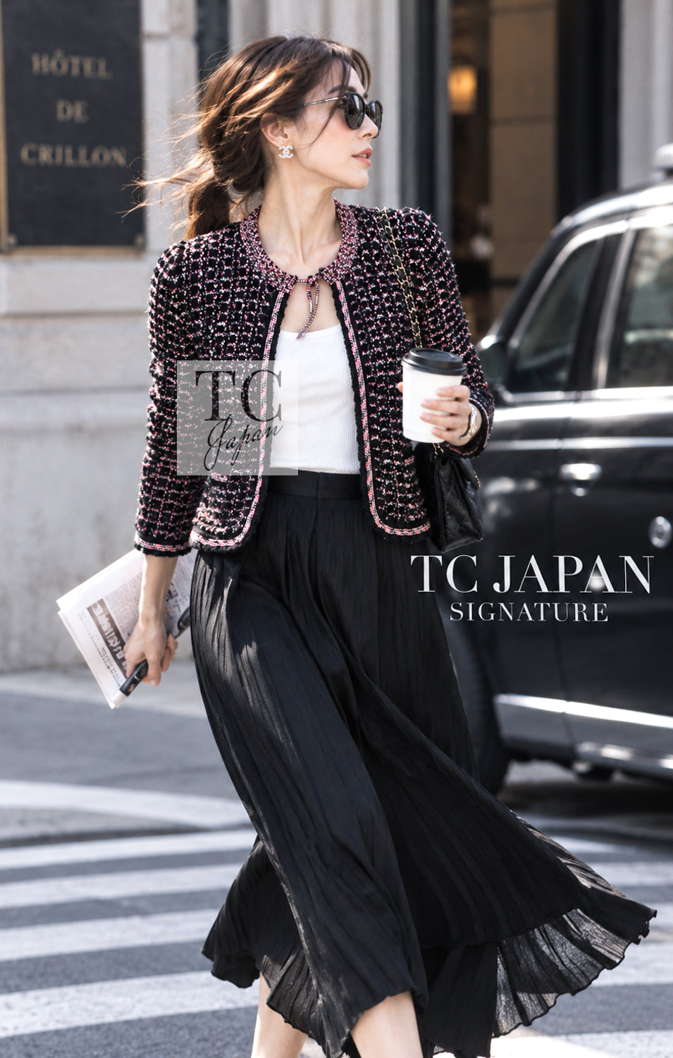 CHANEL Cardigan 12S Navy Black Chain Cotton Knit 36 38 | HK
