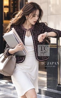 CHANEL Cardigan 12S Navy Black Chain Cotton Knit 36 38 | HK