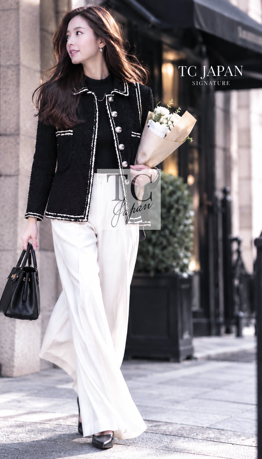 CHANEL Jacket Coat 17A Black Wool Silk Braid Trimming Half 34 40 42 | HK