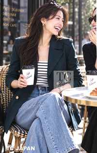 CHANEL Jacket Coat 20C Dark Navy Olive Peacoat Cotton 46 | HK