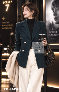 CHANEL Jacket Coat 20C Dark Navy Olive Peacoat Cotton 46 | HK