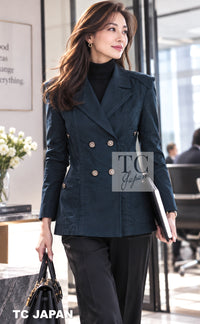 CHANEL Jacket Coat 20C Dark Navy Olive Peacoat Cotton 46 | HK
