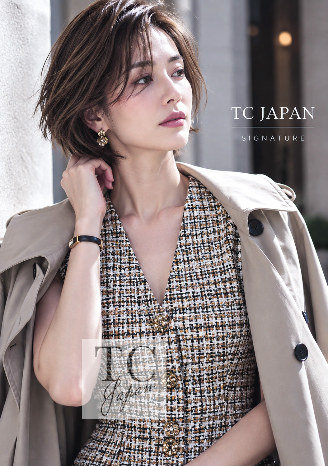 シャネル ワンピース CHANEL 15C ホワイト ブラック ゴールド