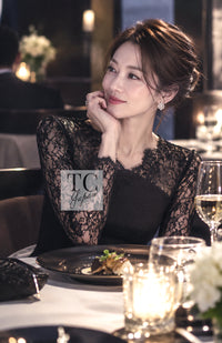 CHANEL 12A $12K Black Lace CC Logo Zipper Party Long Dress 42 | TW