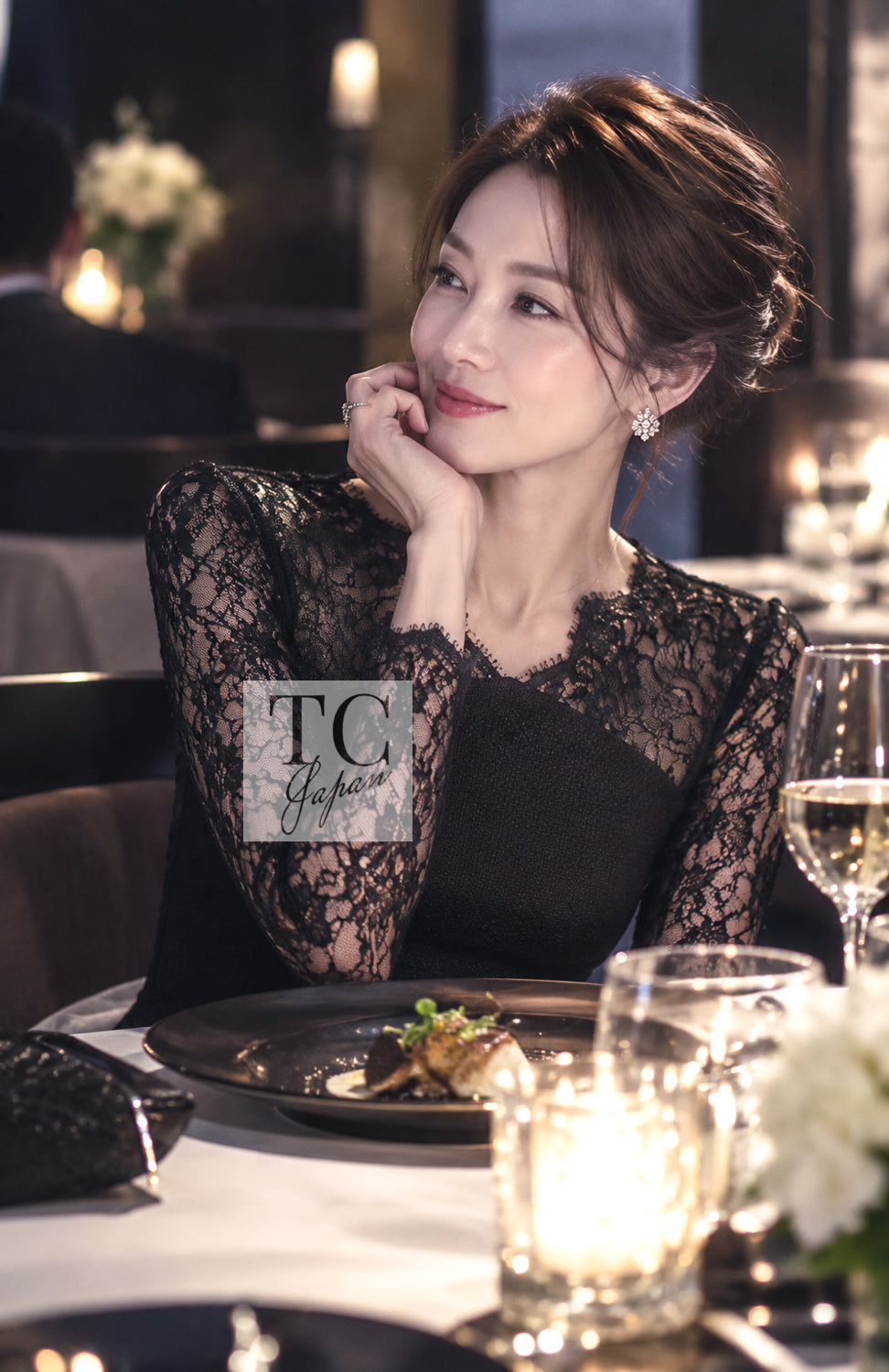 CHANEL 12A $12K Black Lace CC Logo Zipper Party Long Dress 42 | TW