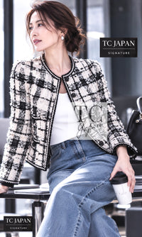 シャネル ジャケット CHANEL 06PF ブラック アイボリー ボタン ルサージュ ツイード グリポワ 宝石 38