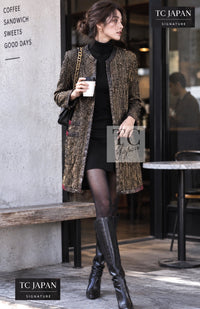 CHANEL Jacket Coat Skirt Set 10C Gold Metallic Stripe Setup 34 | US