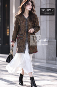 CHANEL Jacket Coat Skirt Set 10C Gold Metallic Stripe Setup 34 | US