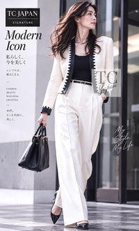CHANEL Jacket Skirt Suit 15PF Ivory Wool Mohair Leather Trim 34 36 | TW