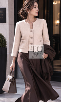 シャネル ジャケット CHANEL 14C ベージュ CC ボタン クロップド CCロゴボタン 40 42