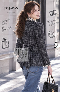 CHANEL Jacket Skirt Suit 06S Gray Beige CC Logo Tweed 38 | UK