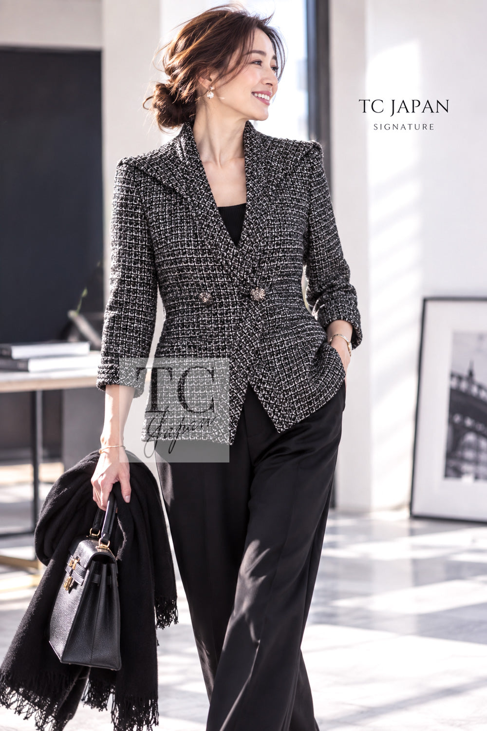 シャネル ジャケット CHANEL 12A グレー ブラック シルバー ゴールド メタリック ツイード 38