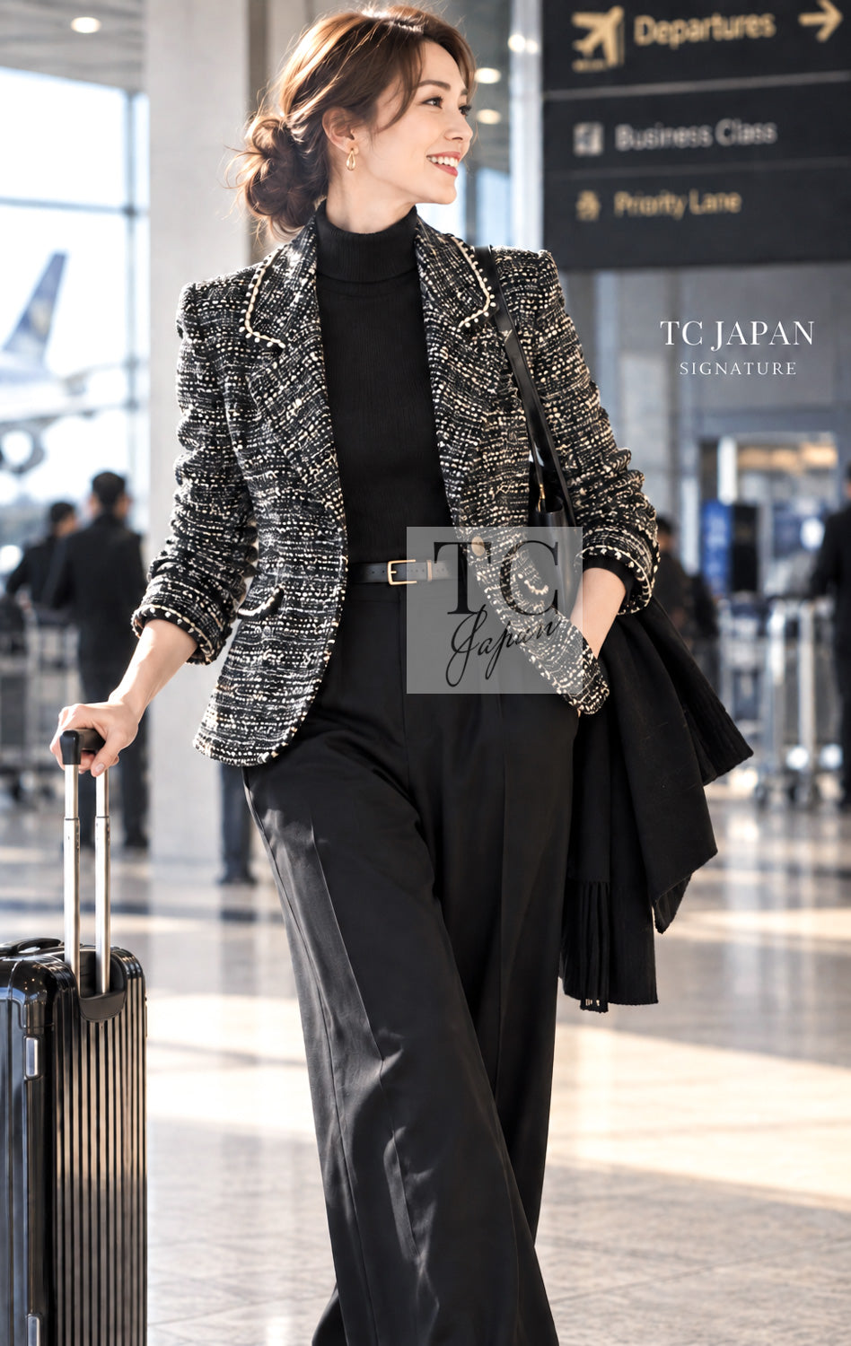 CHANEL Jacket 94A Vintage Black Mix Wool Tweed 36 38 | US