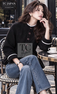 シャネル ジャケット CHANEL 18PA ブラウン ウール 襟 ツイード 100 スタンド カラー プリーツ 42