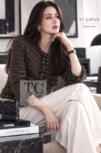 CHANEL Jacket 07PF Brown Navy Metallic Monte Carlo Tweed 36 | HK