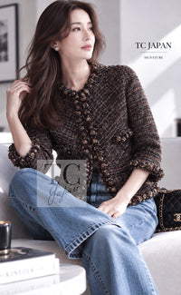 CHANEL Jacket 07PF Brown Navy Metallic Monte Carlo Tweed 36 | HK