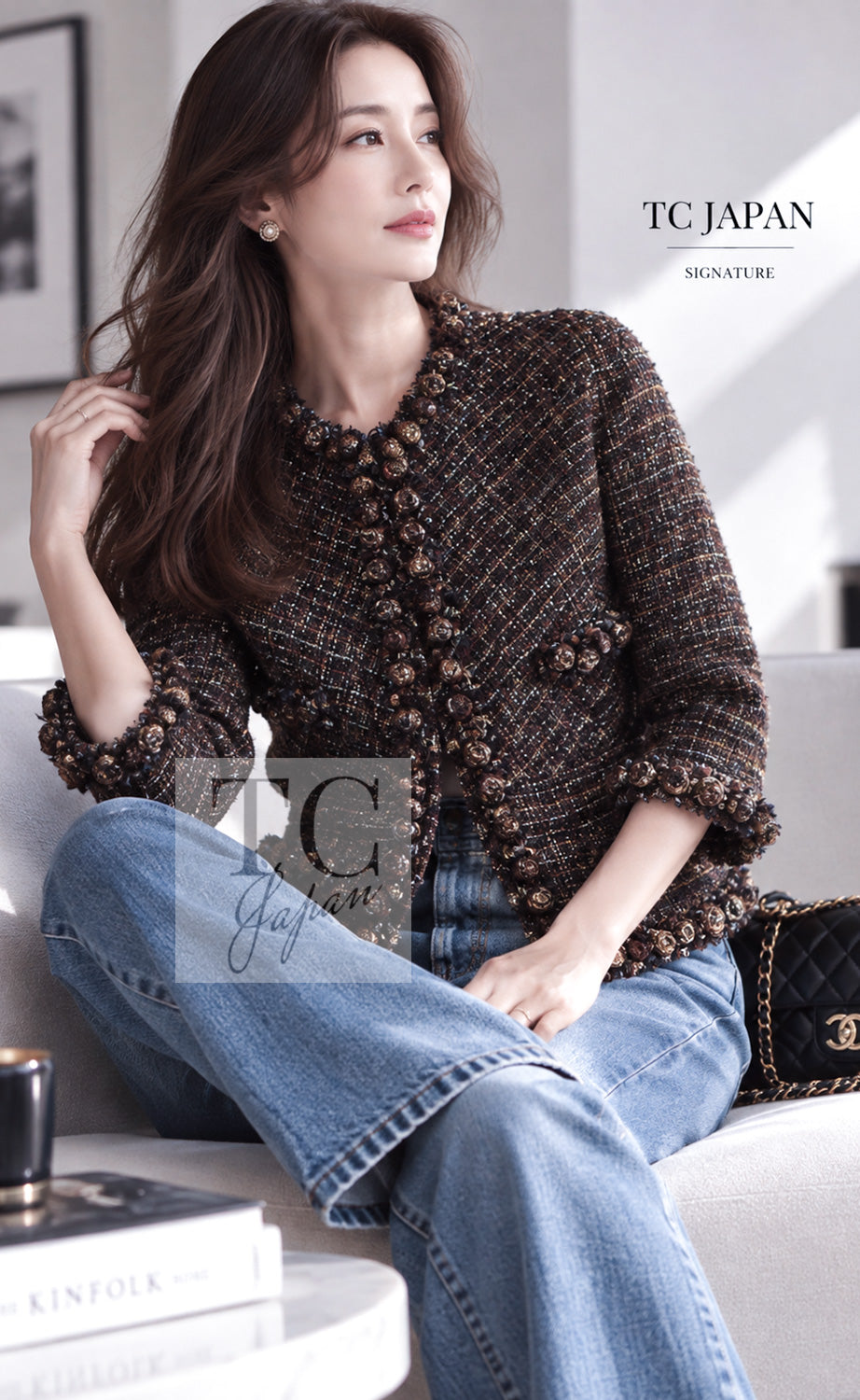 CHANEL Jacket 07PF Brown Navy Metallic Monte Carlo Tweed 36 | HK